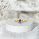 Natural Tanzanite Solitaire Engagement Ring with Bypass Shank AAA - Rosec Jewels