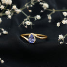 Natural Tanzanite Solitaire Engagement Ring with Bypass Shank AAA - Rosec Jewels
