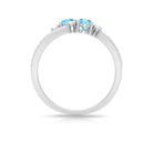 Rosec Jewels-Natural Aquamarine Diamond 2 Stone Promise Ring with Split Shank
