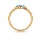 Rosec Jewels-Natural Aquamarine Diamond 2 Stone Promise Ring with Split Shank
