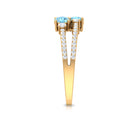 Rosec Jewels-Natural Aquamarine Diamond 2 Stone Promise Ring with Split Shank