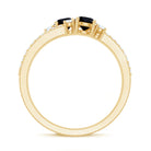 Rosec Jewels-Genuine Black Onyx Two Stone Promise Ring with Diamond