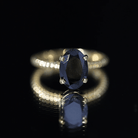 4.2 Carat Oval Lab Grown Black Diamond Solitaire Engagement Ring with Surprise White Diamond AAAA ( Synthetic ) - Rosec Jewels