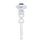 Certified Lab Blue Sapphire Diamond Promise Ring with Infinity Heart Shank AAAA - Rosec Jewels