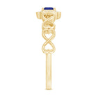 Certified Lab Blue Sapphire Diamond Promise Ring with Infinity Heart Shank AAAA - Rosec Jewels