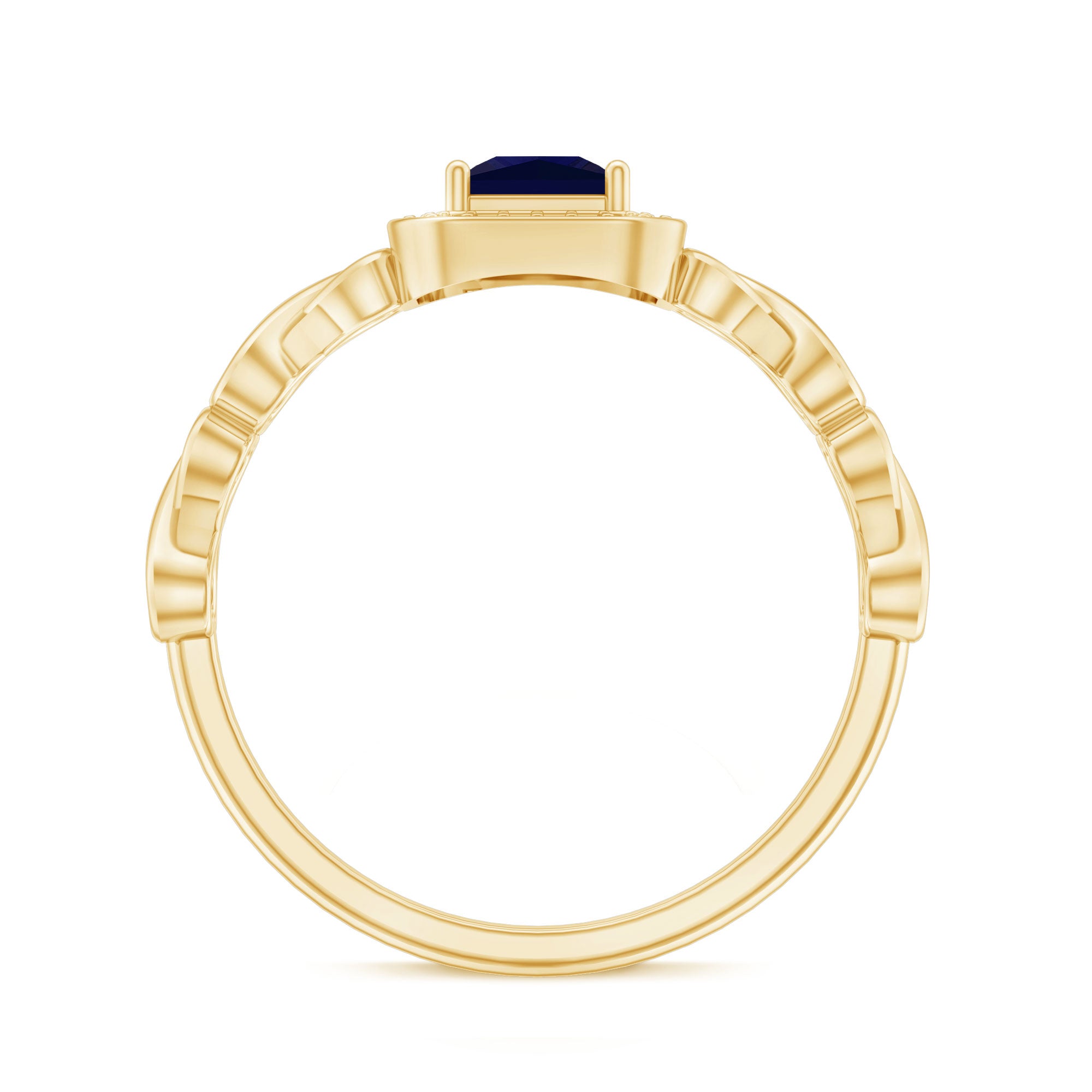 Natural Princess Cut Blue Sapphire Diamond Promise Ring with Infinity Heart Shank AAA - Rosec Jewels