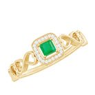 Rosec Jewels-Natural Princess Cut Emerald Diamond Promise Ring For Her