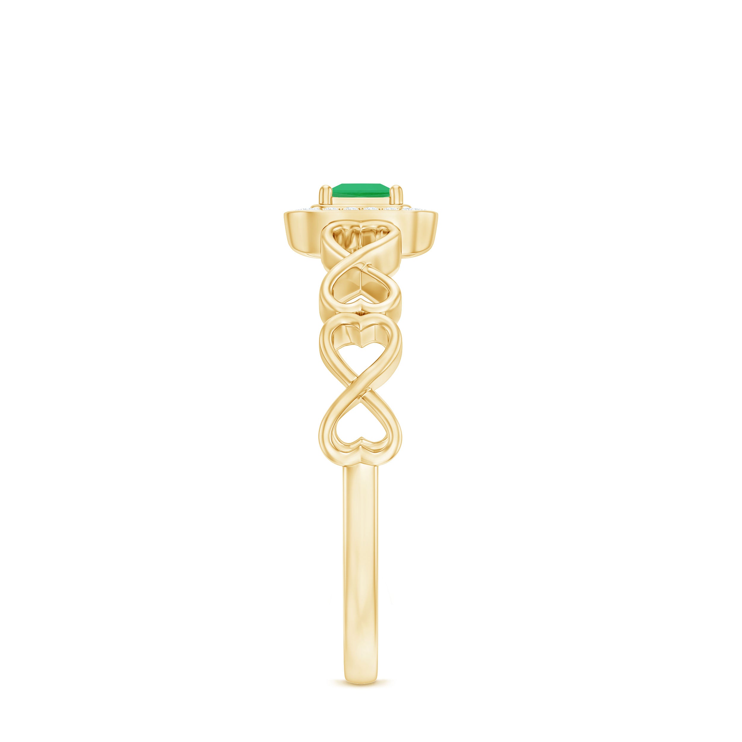 Rosec Jewels-Natural Princess Cut Emerald Diamond Promise Ring For Her