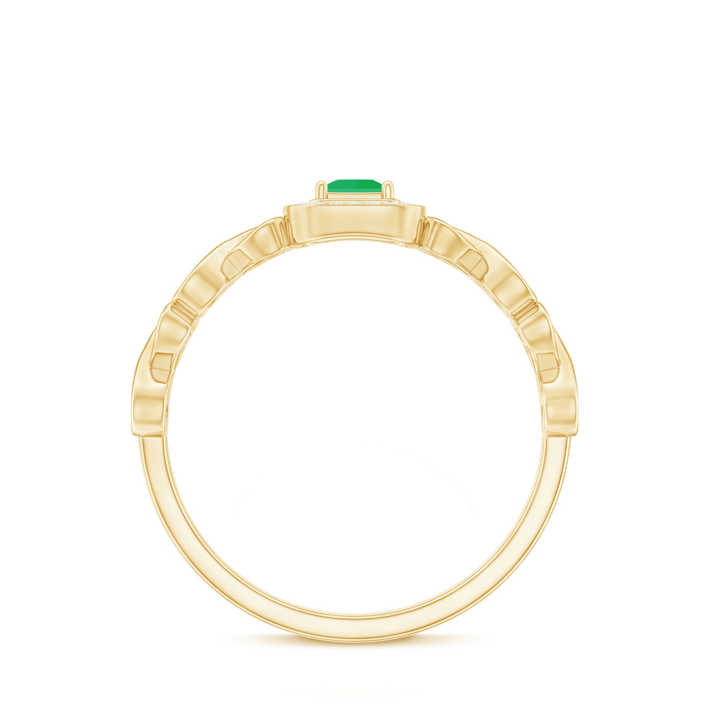 Rosec Jewels-Natural Princess Cut Emerald Diamond Promise Ring For Her