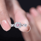 Princess Cut Pink Sapphire and Diamond Halo Promise Ring in Infinity Shank Pink Sapphire - ( AAA ) - Quality - Rosec Jewels