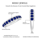 Certified Lab Grown Blue Sapphire Half Eternity Band Ring with Diamond AAAA - Rosec Jewels