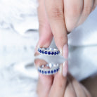 Certified Lab Grown Blue Sapphire Half Eternity Band Ring with Diamond AAAA - Rosec Jewels