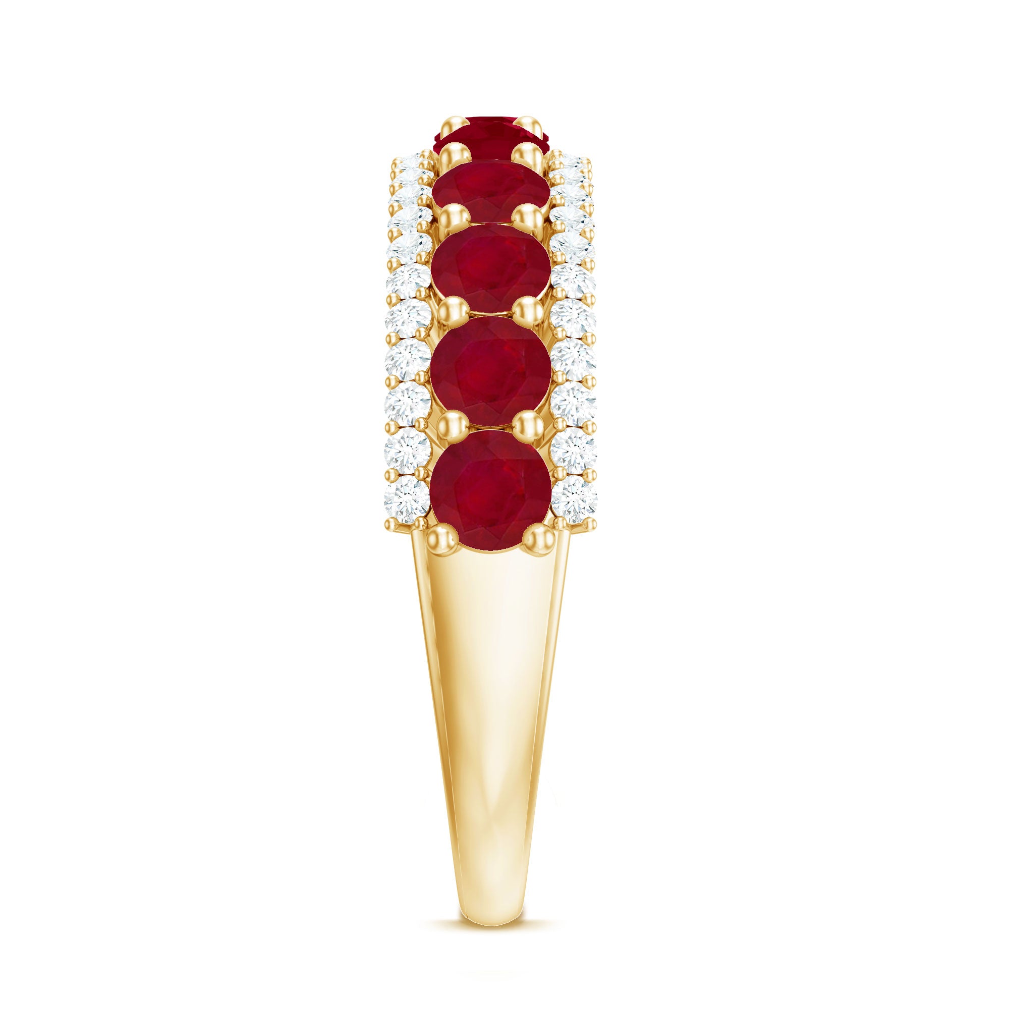 Rosec Jewels-Natural Ruby Diamond Half Eternity Anniversary Band Ring for Women