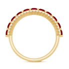 Natural Ruby Diamond Half Eternity Anniversary Band Ring for Women AAA - Rosec Jewels