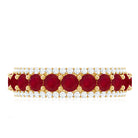 Natural Ruby Diamond Half Eternity Anniversary Band Ring for Women AAA - Rosec Jewels