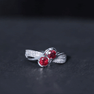 Two Stone Ruby Bypass Engagement Ring with Diamond Ruby - ( AAA ) - Quality - Rosec Jewels
