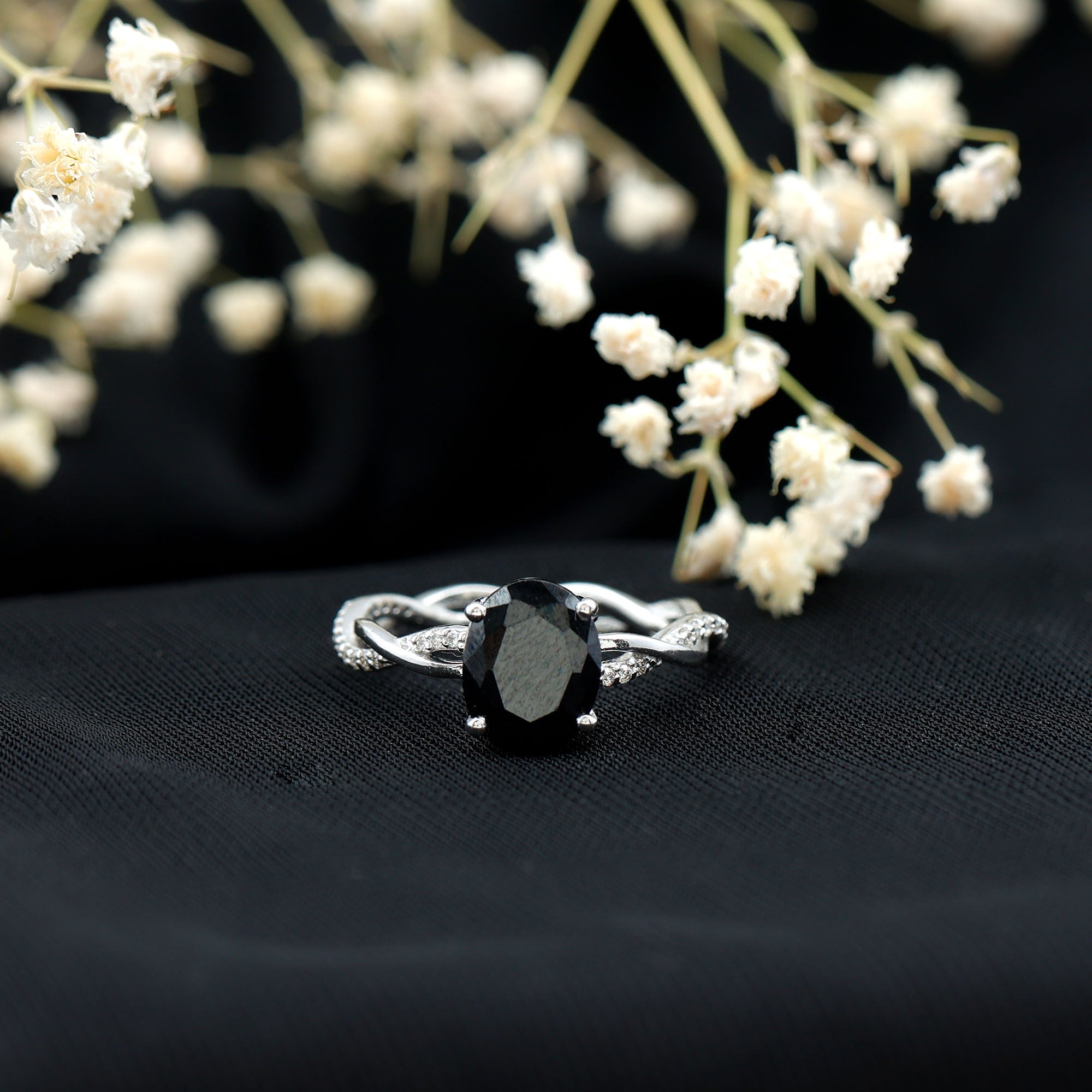 Certified 4.2 Carat Lab Grown Black Diamond Oval Engagement Ring