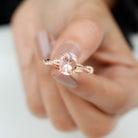 Solitaire Morganite Engagement Ring with Braided Diamond Morganite - ( AAA ) - Quality - Rosec Jewels