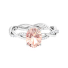 Solitaire Morganite Engagement Ring with Braided Diamond Morganite - ( AAA ) - Quality - Rosec Jewels