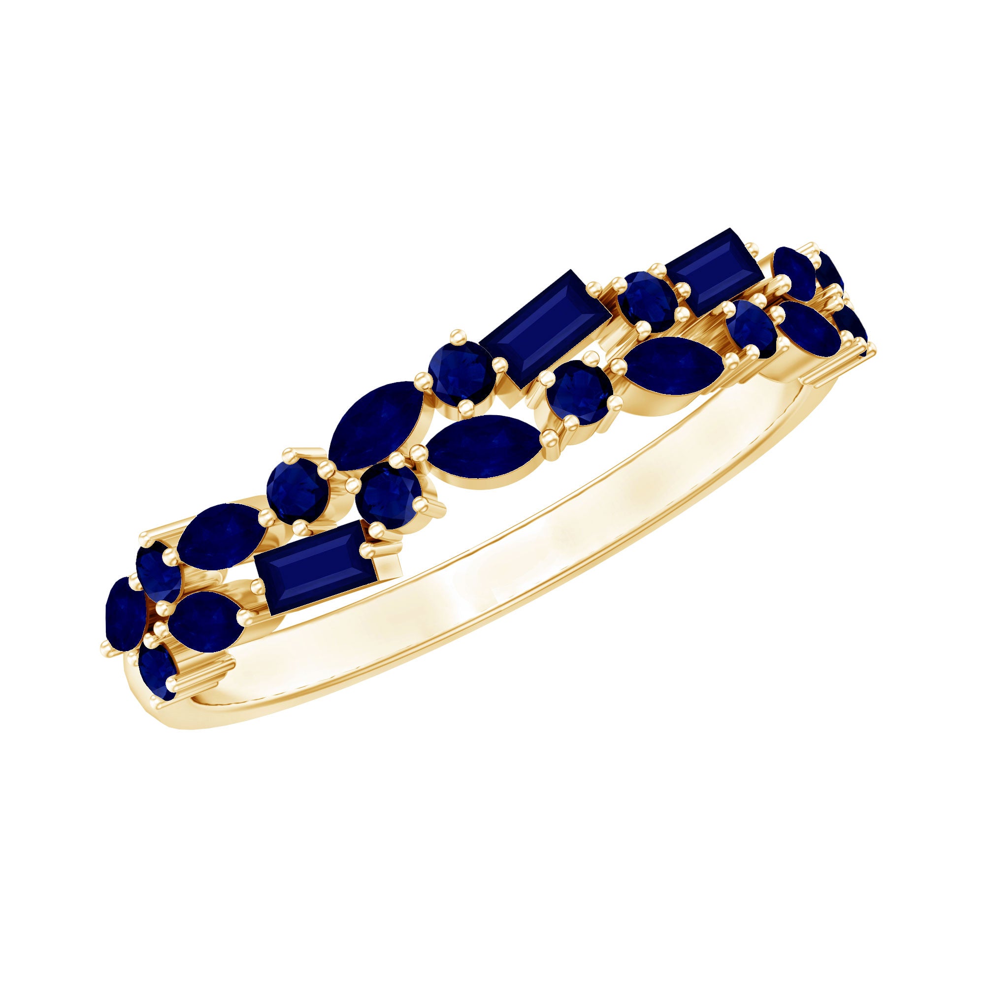 Rosec Jewels-Natural Blue Sapphire Half Eternity Anniversary Ring for Women
