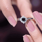 Vintage Looking 0.8 Carat Lab Grown Black and White Diamond Engagement Ring AAAA ( Synthetic ) - Rosec Jewels