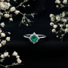 Natural Emerald and Diamond Vintage Inspired Engagement Ring For Her AAA - Rosec Jewels
