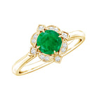 Natural Emerald and Diamond Vintage Inspired Engagement Ring For Her AAA - Rosec Jewels