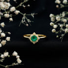 Natural Emerald and Diamond Vintage Inspired Engagement Ring For Her AAA - Rosec Jewels