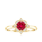 Rosec Jewels-Vintage Style Lab Grown Ruby and Diamond Engagement Ring