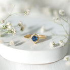 Vintage Style 0.9 Carat Blue Sapphire Engagement Ring with Diamond Halo AAA - Rosec Jewels