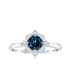 Rosec Jewels-Round Cut London Blue Topaz and Diamond Flower Engagement Ring