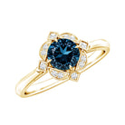 Rosec Jewels-Round Cut London Blue Topaz and Diamond Flower Engagement Ring