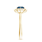 Rosec Jewels-Round Cut London Blue Topaz and Diamond Flower Engagement Ring