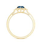 Rosec Jewels-Round Cut London Blue Topaz and Diamond Flower Engagement Ring