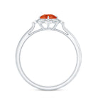 1/2 CT Vintage Fire Opal and Diamond Engagement Ring AAA - Rosec Jewels