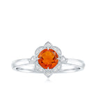 1/2 CT Vintage Fire Opal and Diamond Engagement Ring AAA - Rosec Jewels
