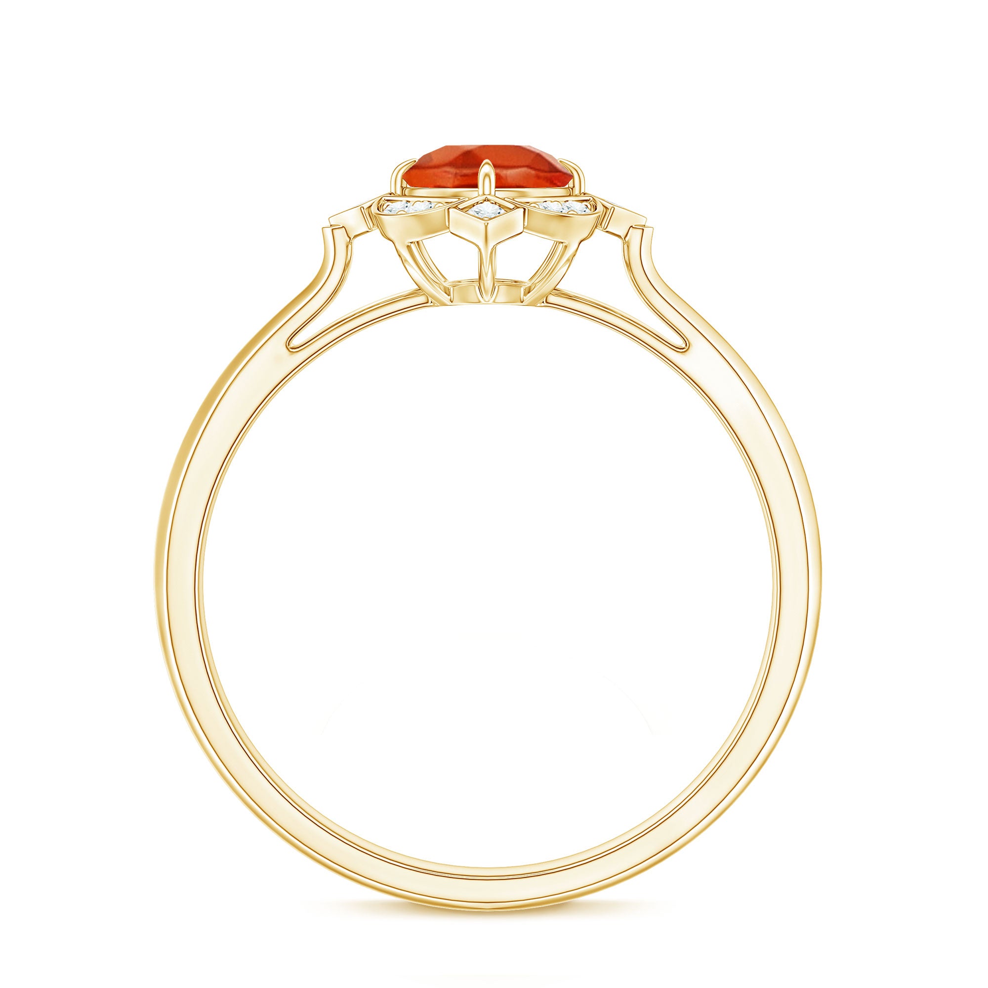 1/2 CT Vintage Fire Opal and Diamond Engagement Ring AAA - Rosec Jewels