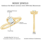 1/2 CT Moonstone and Diamond Bypass Promise Ring AAA - Rosec Jewels