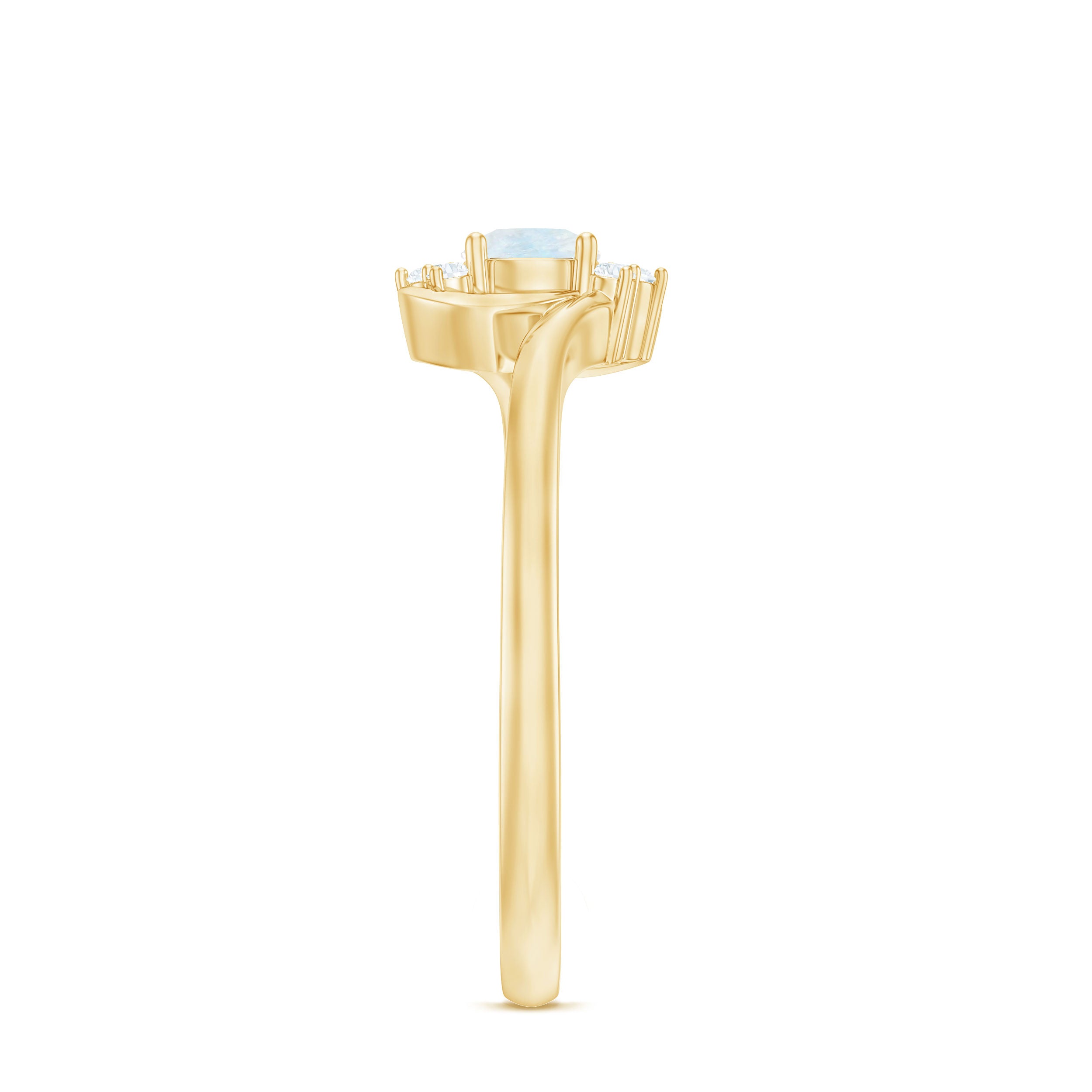 1/2 CT Moonstone and Diamond Bypass Promise Ring AAA - Rosec Jewels
