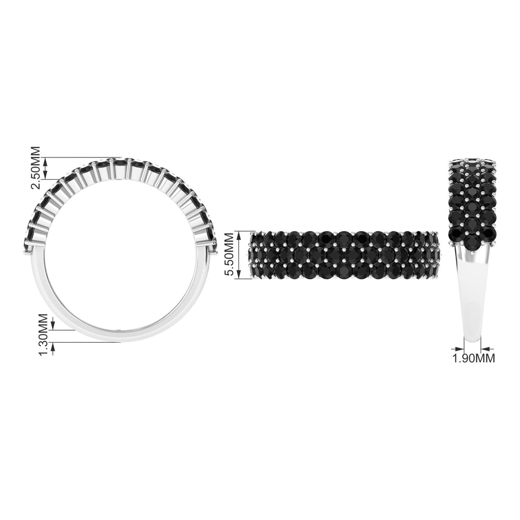 Lab Grown Black Diamond Wedding Band Ring Lab Created Black Diamond - ( AAAA ) - Quality - Rosec Jewels