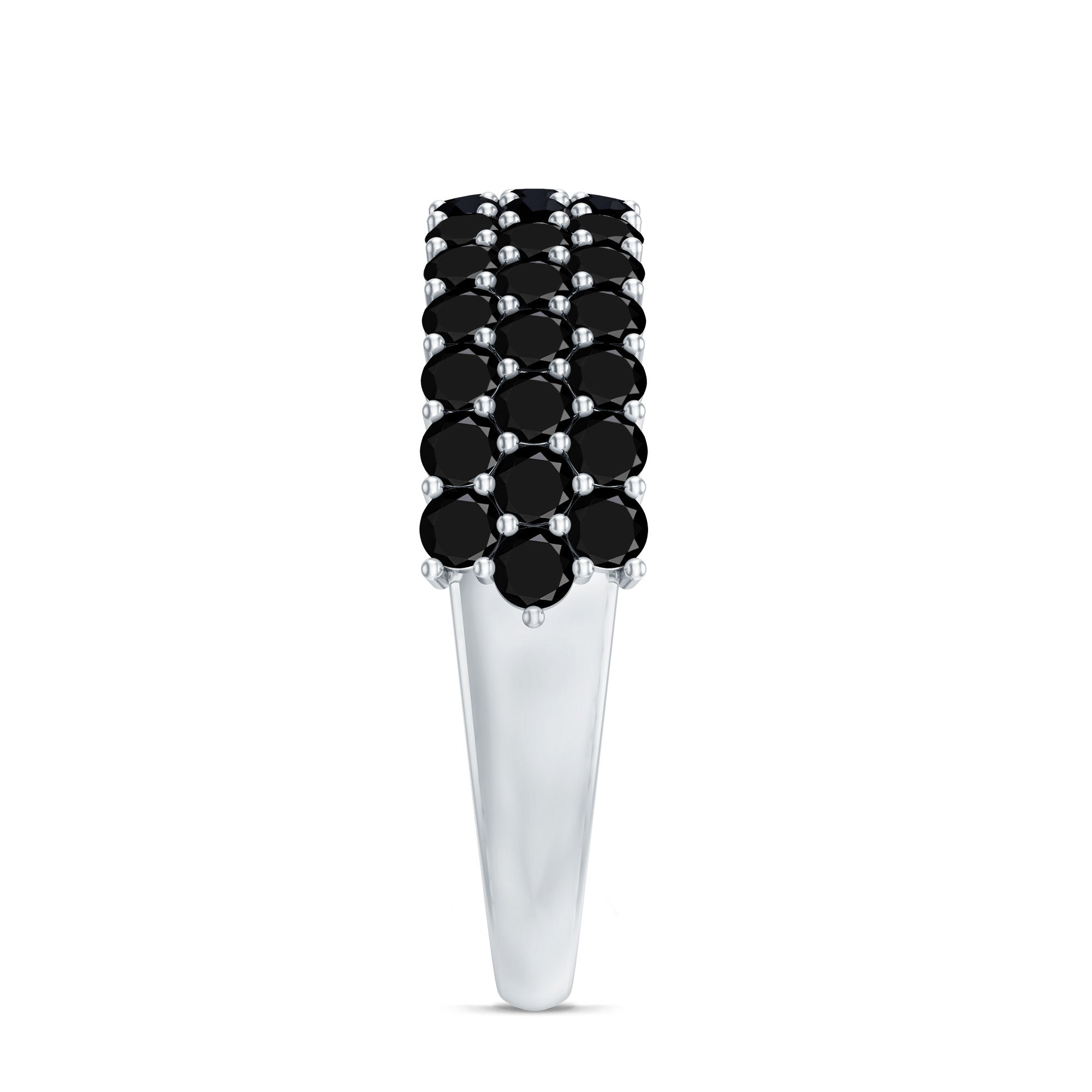 Certified Lab Grown Black Diamond Half Eternity Band Ring for Women AAAA ( Synthetic ) - Rosec Jewels