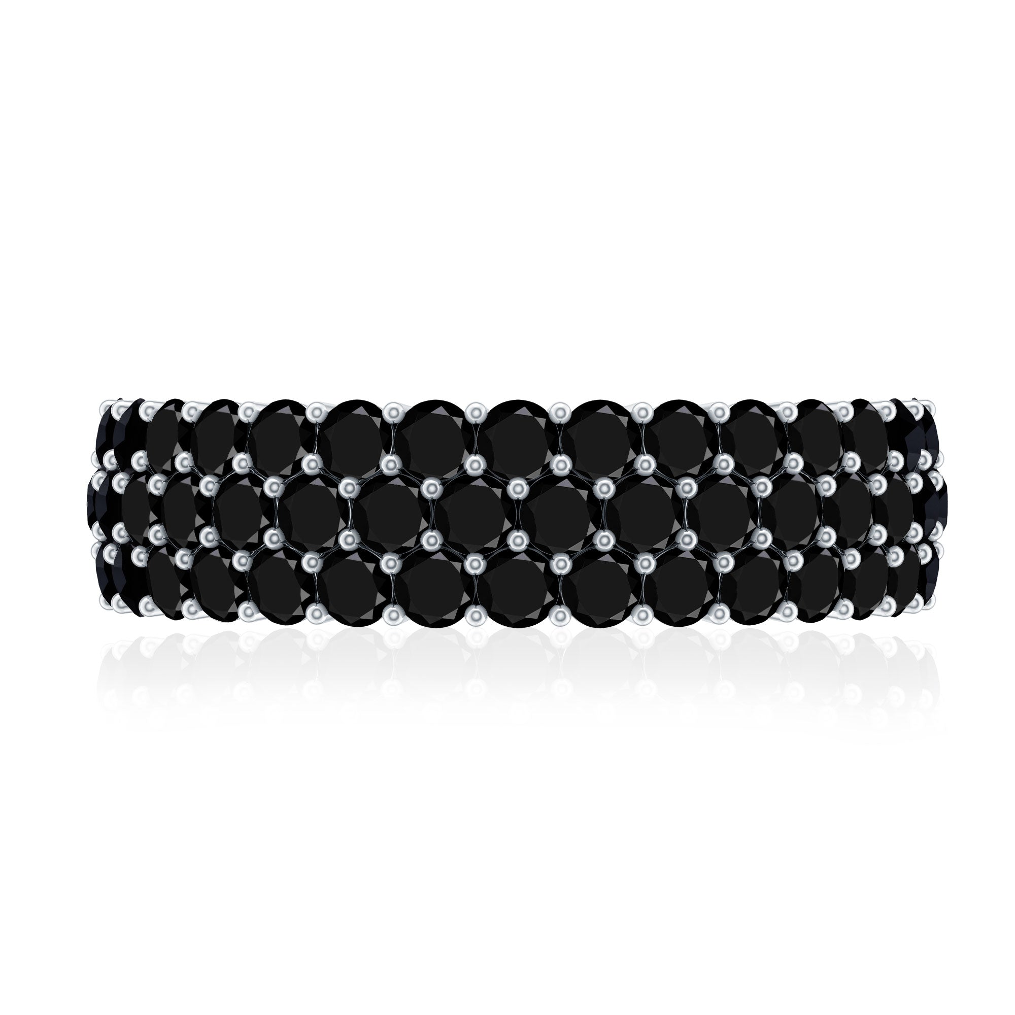 Certified Lab Grown Black Diamond Half Eternity Band Ring for Women AAAA ( Synthetic ) - Rosec Jewels