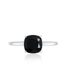 Certified Black Onyx 8MM Cushion Cut Engagement Ring AAA - Rosec Jewels