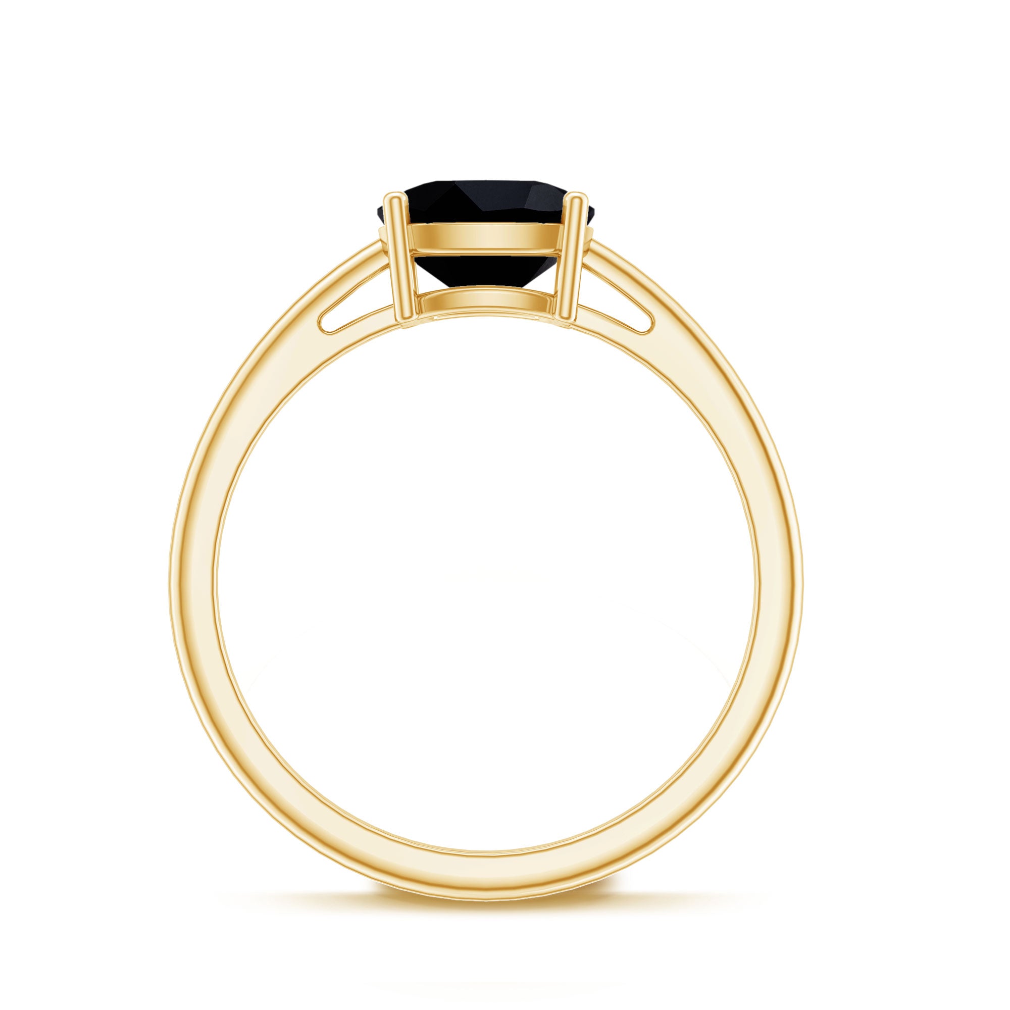 Certified Black Onyx 8MM Cushion Cut Engagement Ring AAA - Rosec Jewels