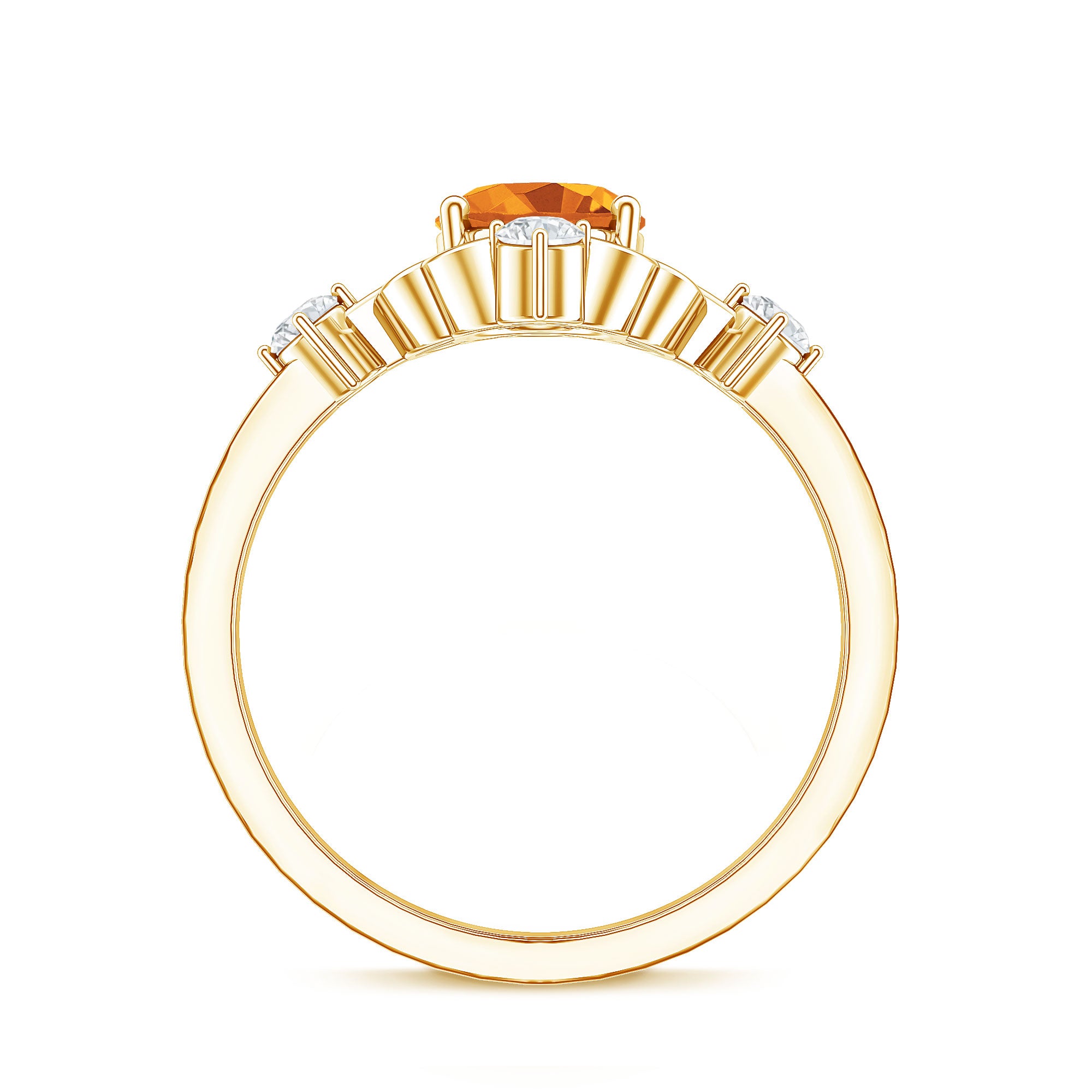 Vintage Style 1 Carat Citrine Oval Engagement Ring with Diamond AAA - Rosec Jewels