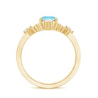 Art Deco Style 1 Carat Oval Shape Aquamarine and Diamond Cocktail Ring AAA - Rosec Jewels