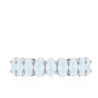 Rosec Jewels-Oval Cut Moonstone Half Eternity Wedding Band Ring