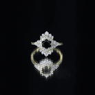 Black Spinel and Diamond Vintage Engagement Ring in Silver AAA 14K Yellow Gold Plated Silver - Rosec Jewels