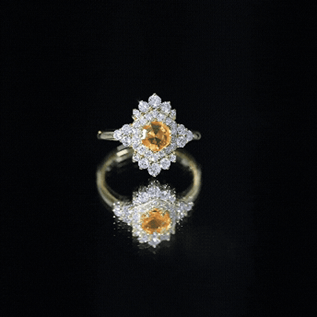 Sterling Silver Fire Opal Diamond Vintage Engagement Ring AAA 14K Yellow Gold Plated Silver - Rosec Jewels