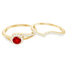 Created Ruby Bypass Wedding Ring Set with Diamond Accent Lab Created Ruby - ( AAAA ) - Quality - Rosec Jewels